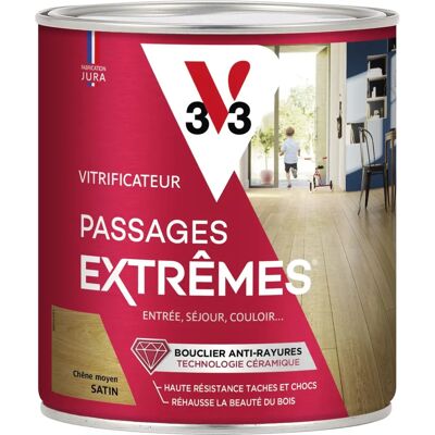 V33 Chêne moyen Satin - Vitrificateur - 750ml - Publicité V33 Chêne moyen Satin - Vitrificateur - 750ml - Publicité