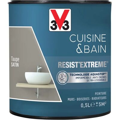 V33 Peinture Taupe Satin Cuisine & Salle de Bain - Peinture - Publicité V33 Peinture Taupe Satin Cuisine & Salle de Bain - Peinture - Publicité