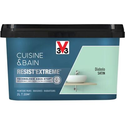 Peinture Satinée Cuisine & Salle de Bain V33 - Resist'Extreme 2L - Publicité Peinture Satinée Cuisine & Salle de Bain V33 - Resist'Extreme 2L - Publicité