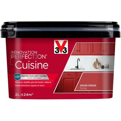 V33 Perfection Rénovation Cuisine Rouge Satin 2L - Publicité V33 Perfection Rénovation Cuisine Rouge Satin 2L - Publicité