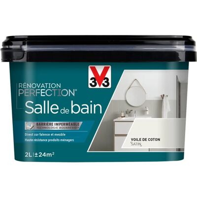 V33 Modèle 118071 - Peinture Rénovation Salle de Bain Voile de Coton Satin - Peinture - Publicité V33 Modèle 118071 - Peinture Rénovation Salle de Bain Voile de Coton Satin - Peinture - Publicité