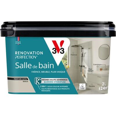 Peinture Salle de Bain Satin V33 Rénovation - 2L - Publicité Peinture Salle de Bain Satin V33 Rénovation - 2L - Publicité
