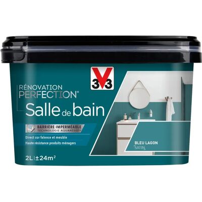 V33 Rénovation Perfection Salle de Bain Peinture Satinée - 2L - Publicité V33 Rénovation Perfection Salle de Bain Peinture Satinée - 2L - Publicité