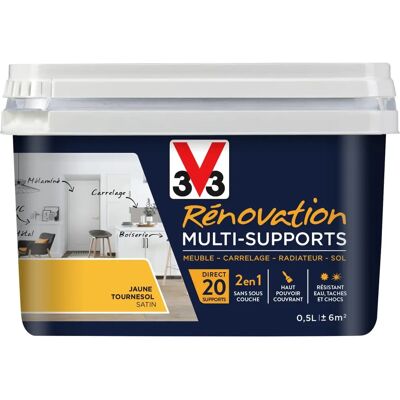 V33 Peinture de Rénovation Satin Tournesol Jaune - Peinture pour toutes surfaces - Publicité V33 Peinture de Rénovation Satin Tournesol Jaune - Peinture pour toutes surfaces - Publicité