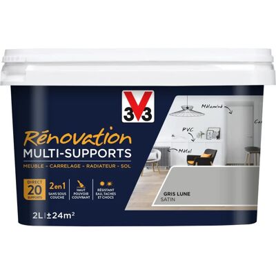 Peinture Rénovation Multi-Supports V33 - Gris lune - 2L - Publicité Peinture Rénovation Multi-Supports V33 - Gris lune - 2L - Publicité