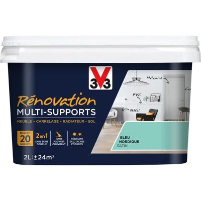 Peinture Rénovation Multi-Supports V33 Bleu Nordique 2L - Publicité Peinture Rénovation Multi-Supports V33 Bleu Nordique 2L - Publicité