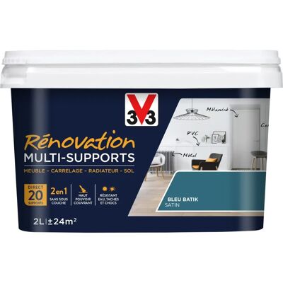 Peinture Rénovation Multi-Supports Bleu Batik - V33 - Publicité Peinture Rénovation Multi-Supports Bleu Batik - V33 - Publicité