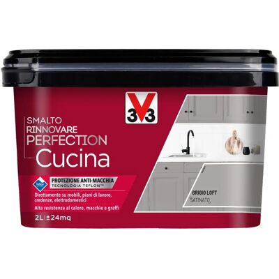 V33 Smalto Rinnovare Perfection Cucina Grigio Loft Satinato 2L - Smalto per Cucina V33 Smalto Rinnovare Perfection Cucina Grigio Loft Satinato 2L - Smalto per Cucina