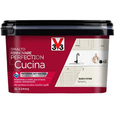 V33 Smalto Rinnovare Cucina Bianco Cotone Satinato 2L V33 Smalto Rinnovare Cucina Bianco Cotone Satinato 2L