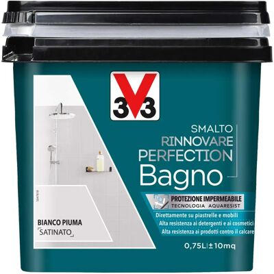 V33 Smalto Rinnovare Perfection Bagno Bianco Piuma Satinato 0,75L - Vernice/Spray V33 Smalto Rinnovare Perfection Bagno Bianco Piuma Satinato 0,75L - Vernice/Spray