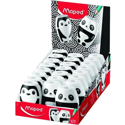 Temperamatite in plastica Maped - Motivi animali - Bianco e nero Temperamatite in plastica Maped - Motivi animali - Bianco e nero