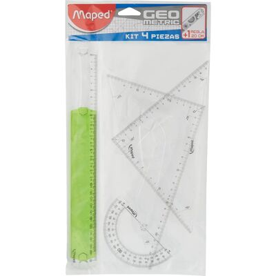 Maped 227835 - Geometriekit 4 mit 1 - Lineal, Winkelmesser, Geodreieck, Zeichendreieck Maped 227835 - Geometriekit 4 mit 1 - Lineal, Winkelmesser, Geodreieck, Zeichendreieck