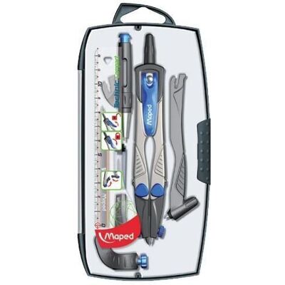 Maped Modèle 538717 Compas - Noir, Bleu, Métallique - Compas Maped Modèle 538717 Compas - Noir, Bleu, Métallique - Compas
