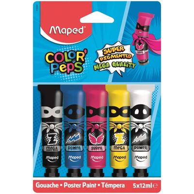 Maped Modèle - Color'Peps 12ml, 5 tubes - Peinture - Publicité Maped Modèle - Color'Peps 12ml, 5 tubes - Peinture - Publicité