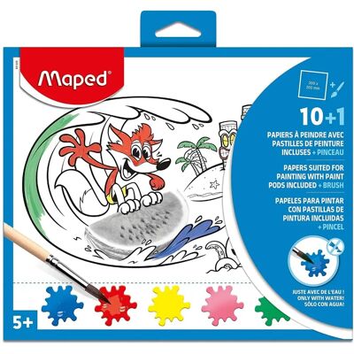 Materiales de Arte Maped - Conjunto de Acuarela 10 Hojas Varias - Para Niños Mayores de 5 Materiales de Arte Maped - Conjunto de Acuarela 10 Hojas Varias - Para Niños Mayores de 5