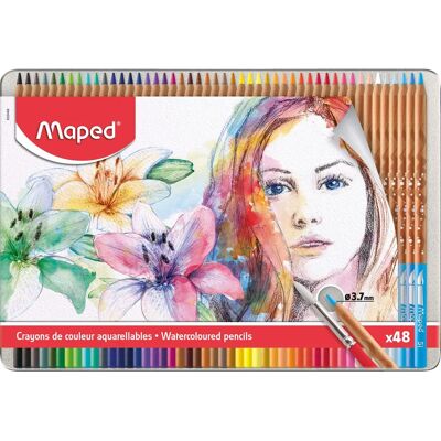Lápices acuarelables Maped - 48 piezas Artículos de arte multicolor Lápices acuarelables Maped - 48 piezas Artículos de arte multicolor