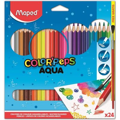 Matite Colorate Maped Color'Peps Solubili in Acqua - 24 pezzi Matite Colorate Maped Color'Peps Solubili in Acqua - 24 pezzi