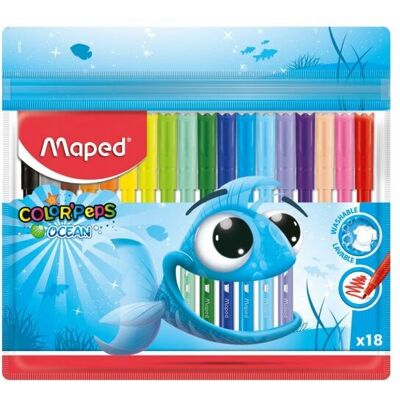 Maped Color’Peps 845721 Stylo-feutre - Couleurs assorties - 18 pcs Maped Color’Peps 845721 Stylo-feutre - Couleurs assorties - 18 pcs