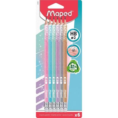 Maped Glitter HB2 Bleistift - Graphit, Radiergummi, 6 Stück Maped Glitter HB2 Bleistift - Graphit, Radiergummi, 6 Stück