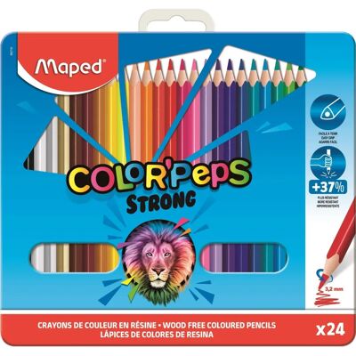 Crayons de couleur Maped Strong - 24 Résine Triangulaire - Publicité Crayons de couleur Maped Strong - 24 Résine Triangulaire - Publicité