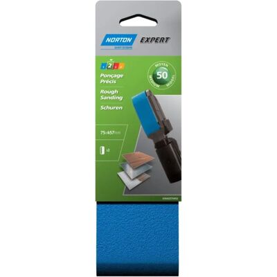 Correa abrasiva reversible Norton Blue Tech - 75x457mm, Grano 50 Correa abrasiva reversible Norton Blue Tech - 75x457mm, Grano 50