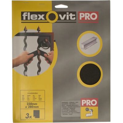 Foglie di Carta Abrasiva Flexovit - Grano Fine 120 - Confezione da 3 - Carta abrasiva per metalli Foglie di Carta Abrasiva Flexovit - Grano Fine 120 - Confezione da 3 - Carta abrasiva per metalli