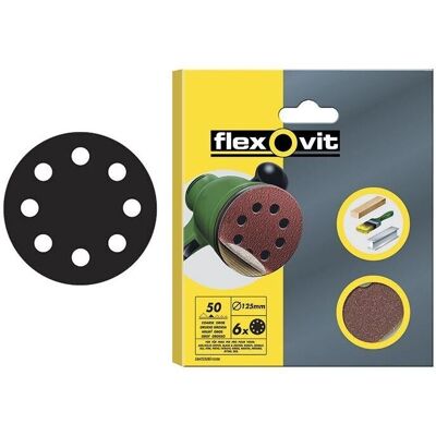 Flexovit Modèle 63642526708 Disques 125mm Moyen 80G Durables - Ponçage - Publicité Flexovit Modèle 63642526708 Disques 125mm Moyen 80G Durables - Ponçage - Publicité
