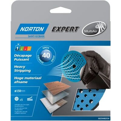 Disque abrasif auto-adhésif Norton 150mm - Longue durée Disque abrasif auto-adhésif Norton 150mm - Longue durée