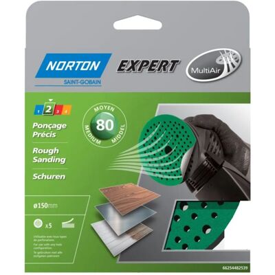 Norton Modell 150mm Korn 80 - Set med 5 Slipplattor Norton Modell 150mm Korn 80 - Set med 5 Slipplattor