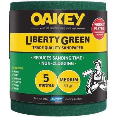 Oakey Liberty Green Sanding Roll - 115mm x 5m, Medium 80G Oakey Liberty Green Sanding Roll - 115mm x 5m, Medium 80G