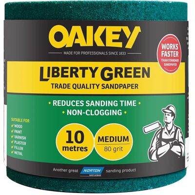 Oakey Liberty Green Sanding Roll 115mm x 10m - Medium 80G Oakey Liberty Green Sanding Roll 115mm x 10m - Medium 80G