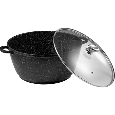 Pradel Excellence Cocotte en aluminium - 36cm, noir et blanc, avec couvercle en verre, 13L - Publicité Pradel Excellence Cocotte en aluminium - 36cm, noir et blanc, avec couvercle en verre, 13L - Publicité