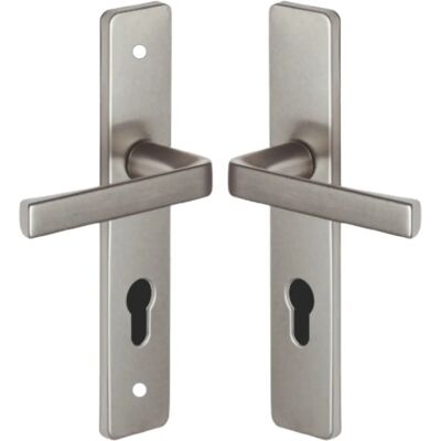 VACHETTE - Kaza - Gris - Aluminium - Poignée de porte sur plaque - Publicité VACHETTE - Kaza - Gris - Aluminium - Poignée de porte sur plaque - Publicité