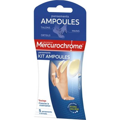 Kit di pronto soccorso Mercurochrome - Cerotti per vesciche - 5 pezzi Kit di pronto soccorso Mercurochrome - Cerotti per vesciche - 5 pezzi