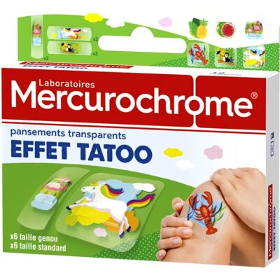 Cerotti Trasparenti Effetto Tatuaggio Mercurochrome - 12 pezzi Cerotti Trasparenti Effetto Tatuaggio Mercurochrome - 12 pezzi