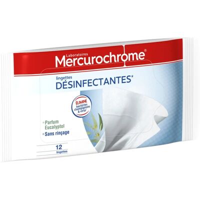 Lingettes Désinfectantes Mercurochrome - 12 unités - Hygiène des surfaces et peau - Publicité Lingettes Désinfectantes Mercurochrome - 12 unités - Hygiène des surfaces et peau - Publicité