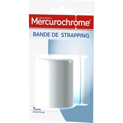 Bande de strapping Mercurochrome 2,5m x 6cm - Premiers Soins - Publicité Bande de strapping Mercurochrome 2,5m x 6cm - Premiers Soins - Publicité