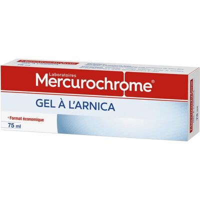 Gel à l'arnica Mercurochrome - 75ml - Premiers Secours - Publicité Gel à l'arnica Mercurochrome - 75ml - Premiers Secours - Publicité