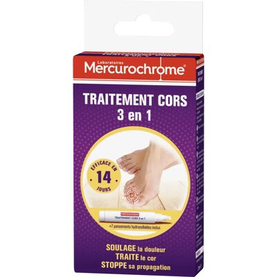 Traitement Mercurochrome pour Cors - Action triple - 4ml - Publicité Traitement Mercurochrome pour Cors - Action triple - 4ml - Publicité