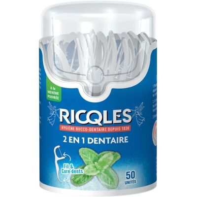 Ensemble Fil Dentaire & Cure-dents Ricqlès - 50 Unités - Publicité Ensemble Fil Dentaire & Cure-dents Ricqlès - 50 Unités - Publicité