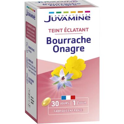 Juvamine Bourrache Onagre Capsules - Éclat de Peau - Complément Alimentaire - Publicité Juvamine Bourrache Onagre Capsules - Éclat de Peau - Complément Alimentaire - Publicité