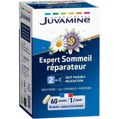 Complément sommeil Juvamine Passiflore/Camomille/Mélatonine - Capsules végétariennes - Publicité Complément sommeil Juvamine Passiflore/Camomille/Mélatonine - Capsules végétariennes - Publicité