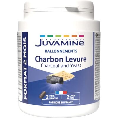 Complément Charbon Levure Juvamine - Cure Longue 120 Gélules - Publicité Complément Charbon Levure Juvamine - Cure Longue 120 Gélules - Publicité