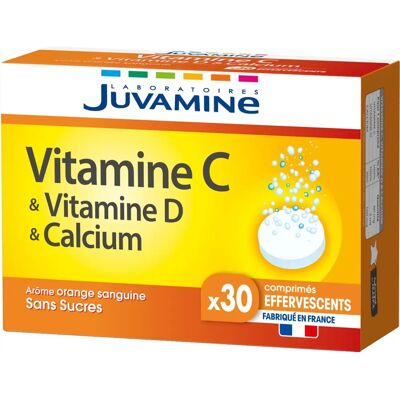 Juvamine Vitamin C + D + Calcium - 30 Brausetabletten - Nahrungsergänzung Juvamine Vitamin C + D + Calcium - 30 Brausetabletten - Nahrungsergänzung