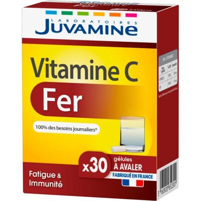 Juvamine Modèle - Supplément de Vitamine C et Fer - 30 Capsules - Publicité Juvamine Modèle - Supplément de Vitamine C et Fer - 30 Capsules - Publicité