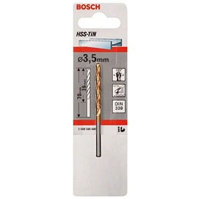 Bosch Accessories 2608596686 HSS Metal Drill 3.5mm - Long 70mm - DIN 338 Bosch Accessories 2608596686 HSS Metal Drill 3.5mm - Long 70mm - DIN 338