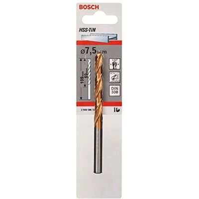 Bosch Modell 2608596726 Metallbohrer - 7,5 mm, 109 mm Länge, DIN 338 Bosch Modell 2608596726 Metallbohrer - 7,5 mm, 109 mm Länge, DIN 338