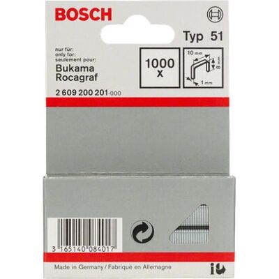 Bosch 2609200201 Zubehör Typ 51 Flachdrahtklammer - 1 x 8 x 10 mm - 1000er-Pack Bosch 2609200201 Zubehör Typ 51 Flachdrahtklammer - 1 x 8 x 10 mm - 1000er-Pack