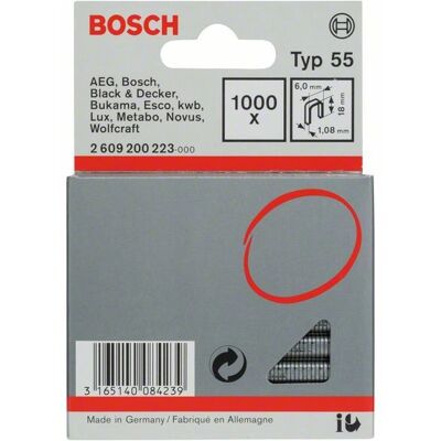 Bosch Modelo 2609200223 Grampos de cabeça estreita - 1000 unidades Bosch Modelo 2609200223 Grampos de cabeça estreita - 1000 unidades
