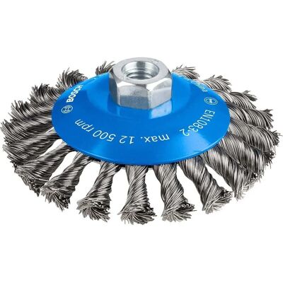 Zware metalen kegelborstel - Slijpmiddel, 115mm, 0,5mm, M14 Zware metalen kegelborstel - Slijpmiddel, 115mm, 0,5mm, M14